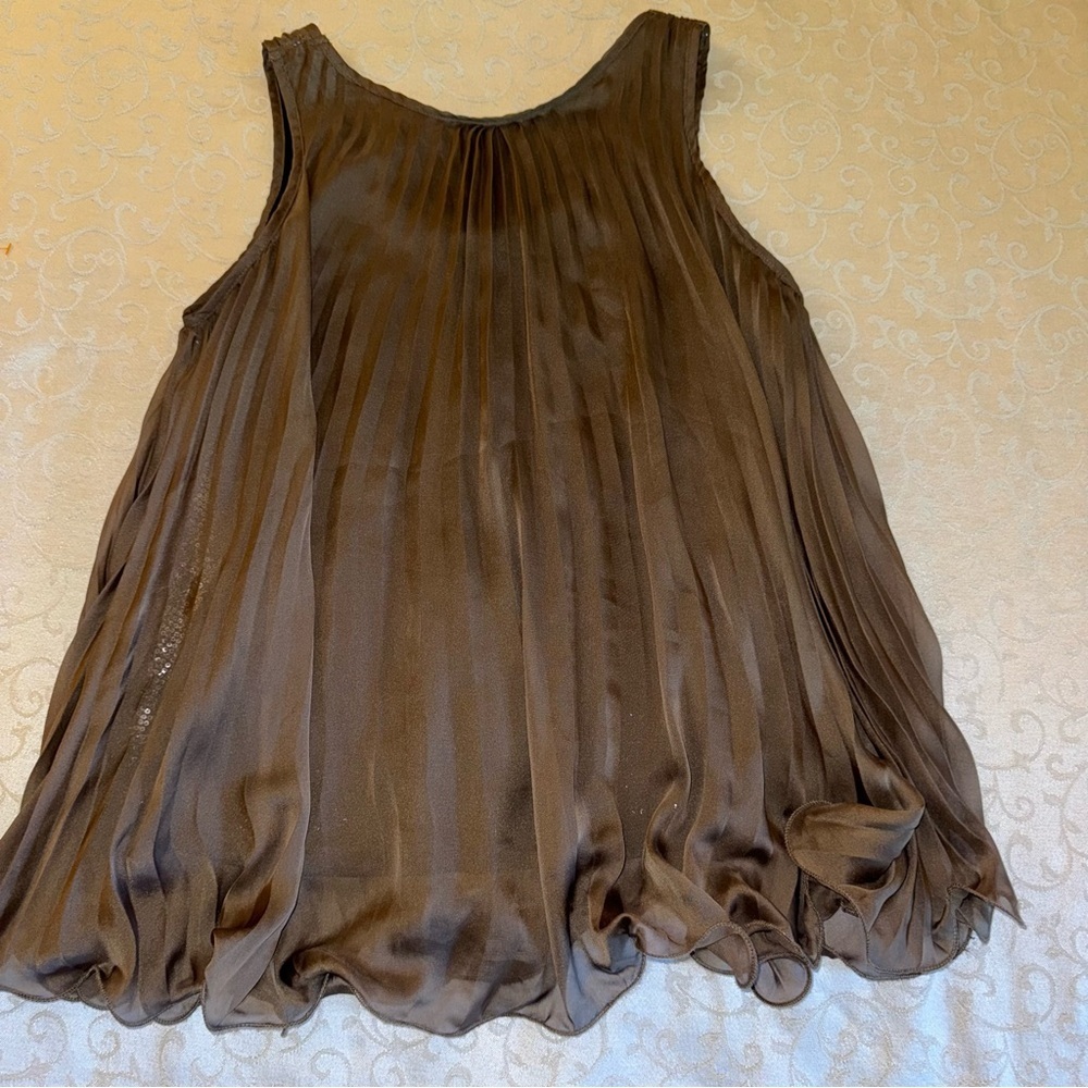 Ya Los Angeles Sleeveless Pleated Sheer Top with Sequin Lining - Picture 6 of 15